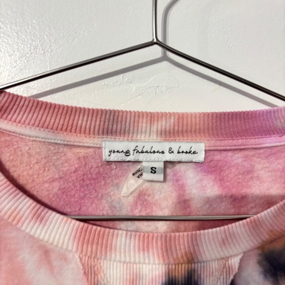 Young Fabulous & Broke Pink Blue Tie-Dye Dolman Sleeve Oversize Top Small - Picture 4 of 6